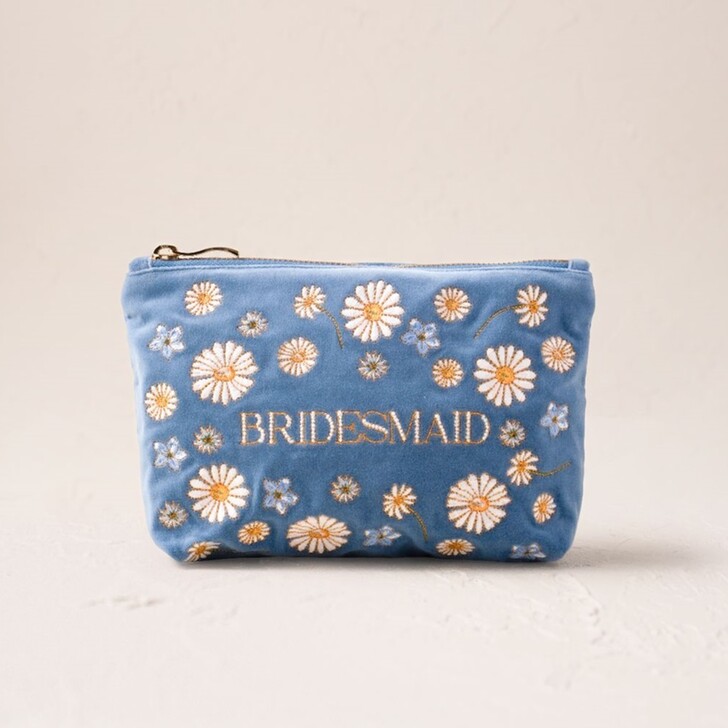 Elizabeth Scarlett Daisy Dream Bridesmaid Dusky Blue Velvet Mini Pouch