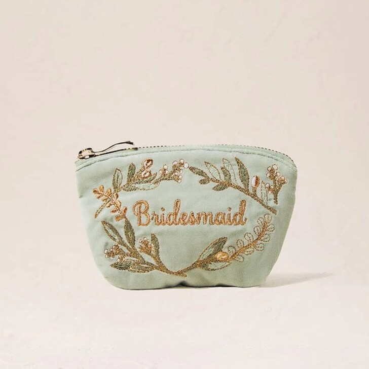 Elizabeth Scarlett Olive Branch Bridesmaid Sage Green Velvet Coin Purse