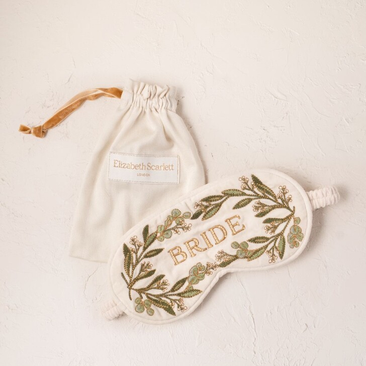 Elizabeth Scarlett Olive Branch Cream Velvet Bride Eye Mask