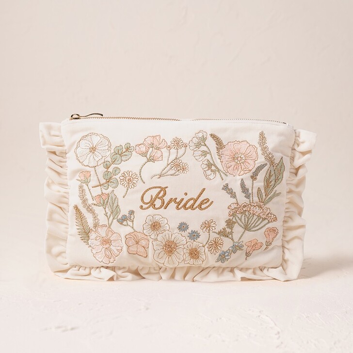 Elizabeth Scarlett Pressed Flowers Cream Velvet Frill Bride Pouch