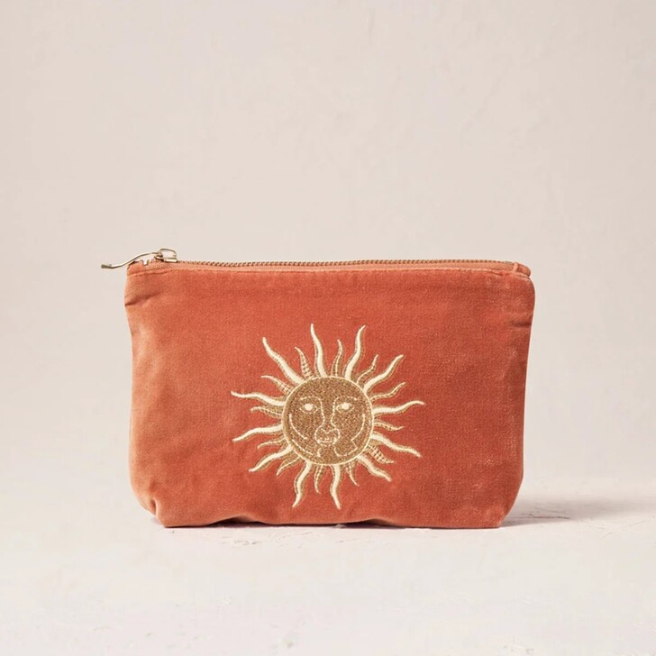 Elizabeth Scarlett Sun Goddess Rust Velvet Mini Pouch