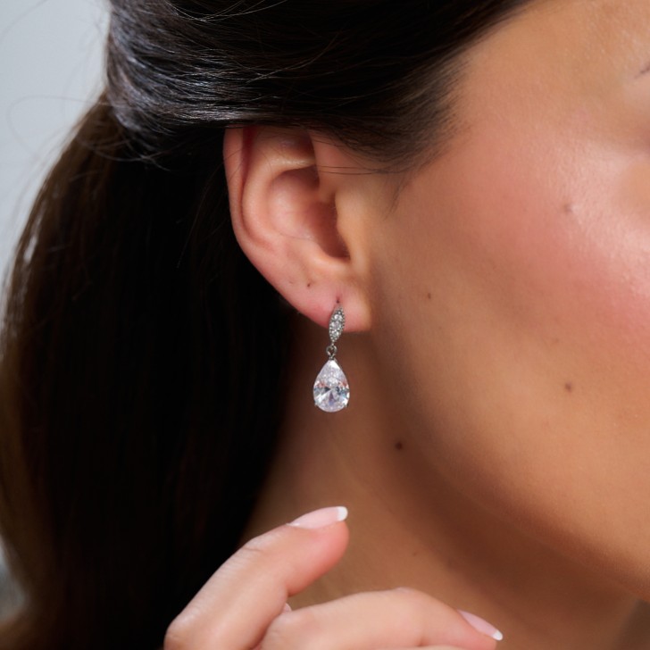 Ellie - Boucles d'oreilles en argent avec gouttes de cristal