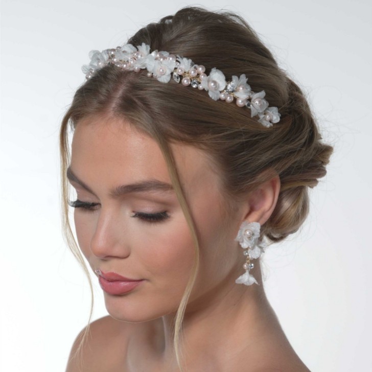 Fita para a cabeça floral Amaryllis Blush Pearls