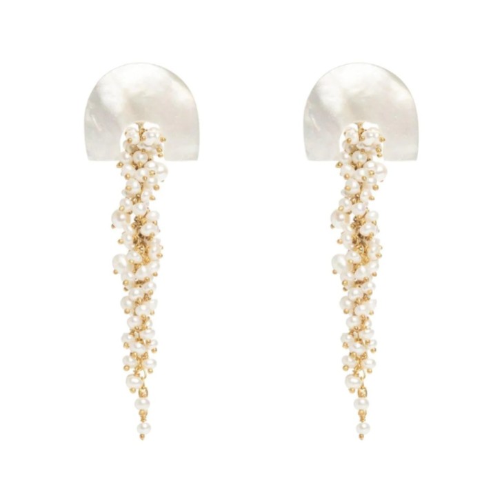 Freya Rose Hakuro Boucles d'oreilles longues en nacre d'or