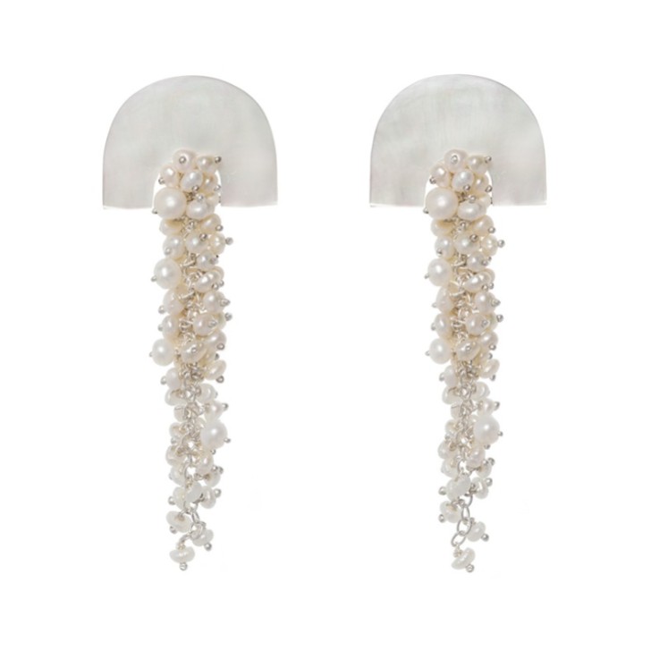 Freya Rose Hakuro Silver Mother of Pearl Long Drop Earrings