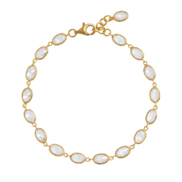 Freya Rose Pulseira com cristal oval emoldurado em ouro