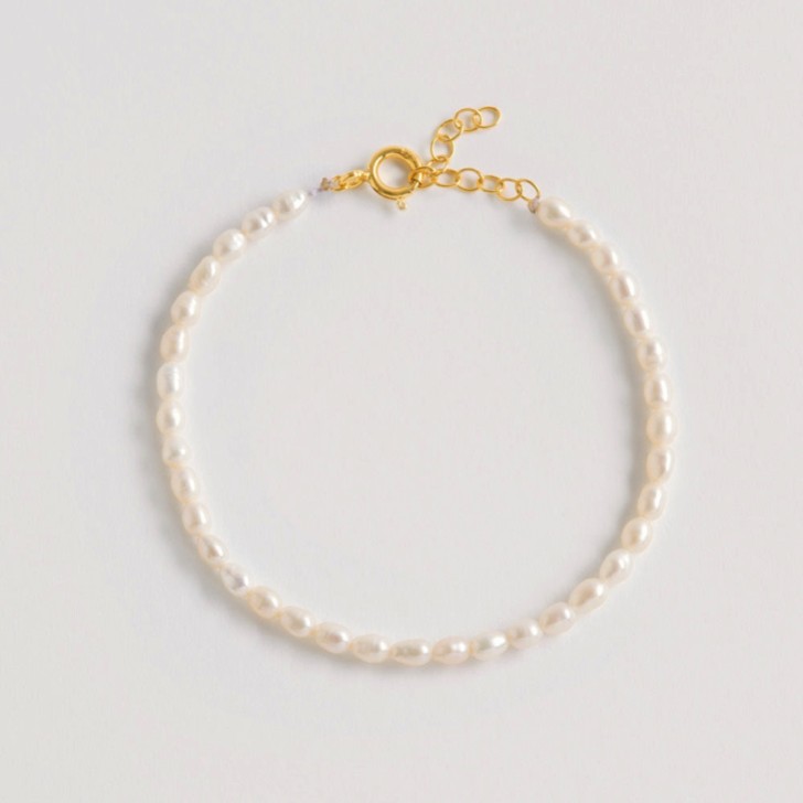 Freya Rose Pulseira delicada com contas de arroz