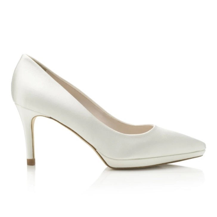 Harriet Wilde Joanie Mid Ivory Satin Platform Court Shoes