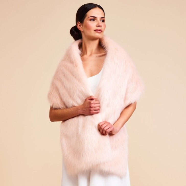 Helen Moore Blush Long Faux Fur Stole