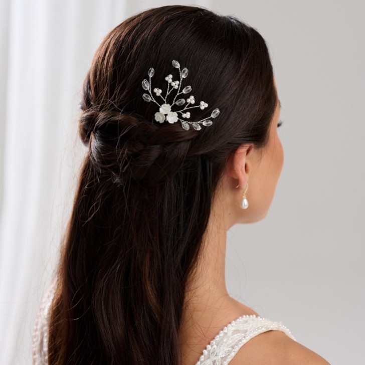 Horquilla Lottie con motivos florales, perlas y cristales