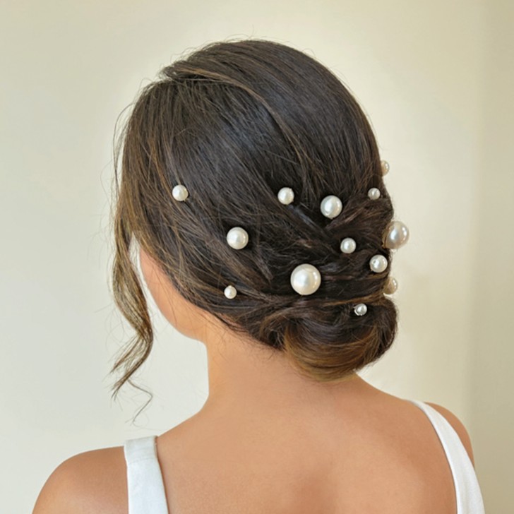 Ivory and Co Alfinete de cabelo com pérolas e detalhes dourados (conjunto de 18)