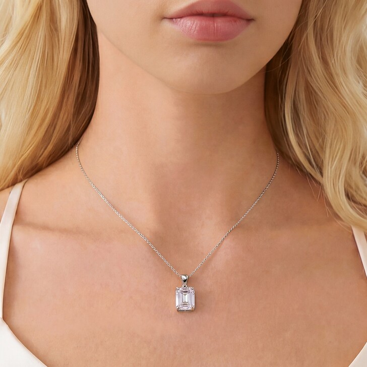Ivory and Co Ascot Crystal Emerald Cut Pendant Necklace