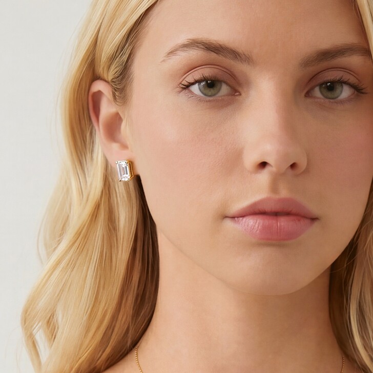 Ivory and Co Ascot Gold Crystal Emerald Cut Earrings