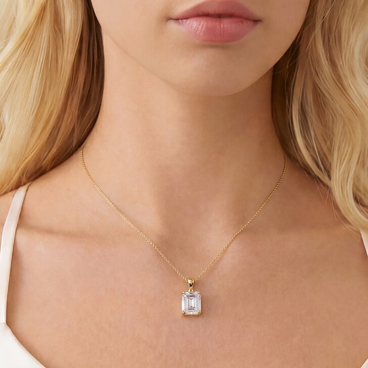 Ivory and Co Ascot Gold Crystal Emerald Cut Pendant Necklace