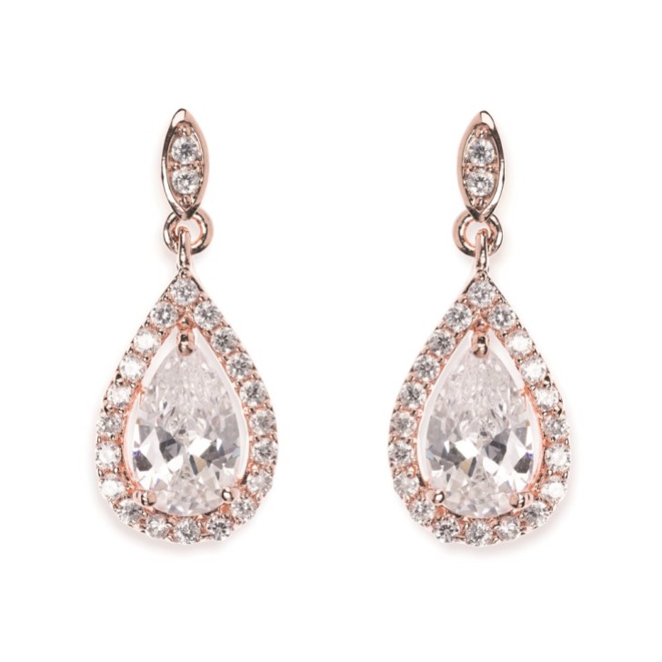 Ivory and Co Belmont Crystal Drop Wedding Earrings (Rose Gold)