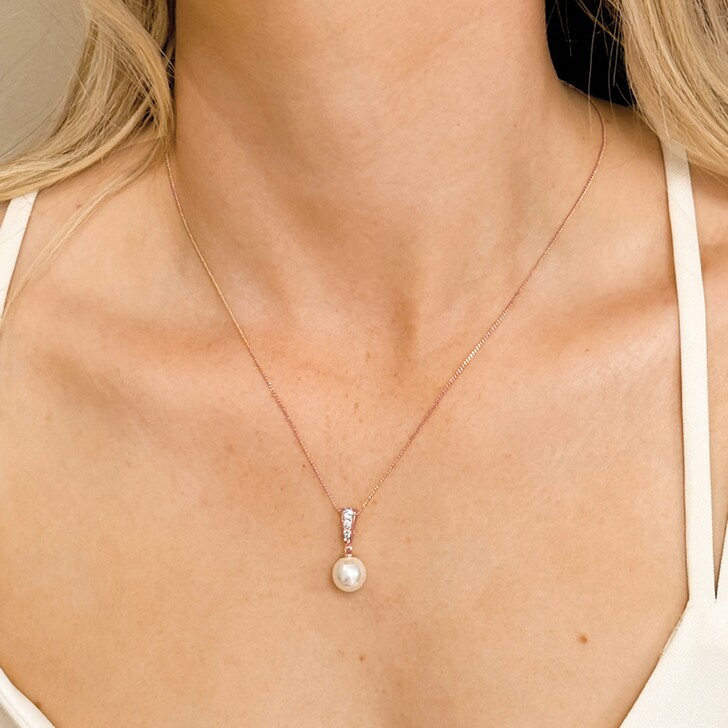 Ivory and Co Berwick Rose Gold Pearl Pendant Necklace