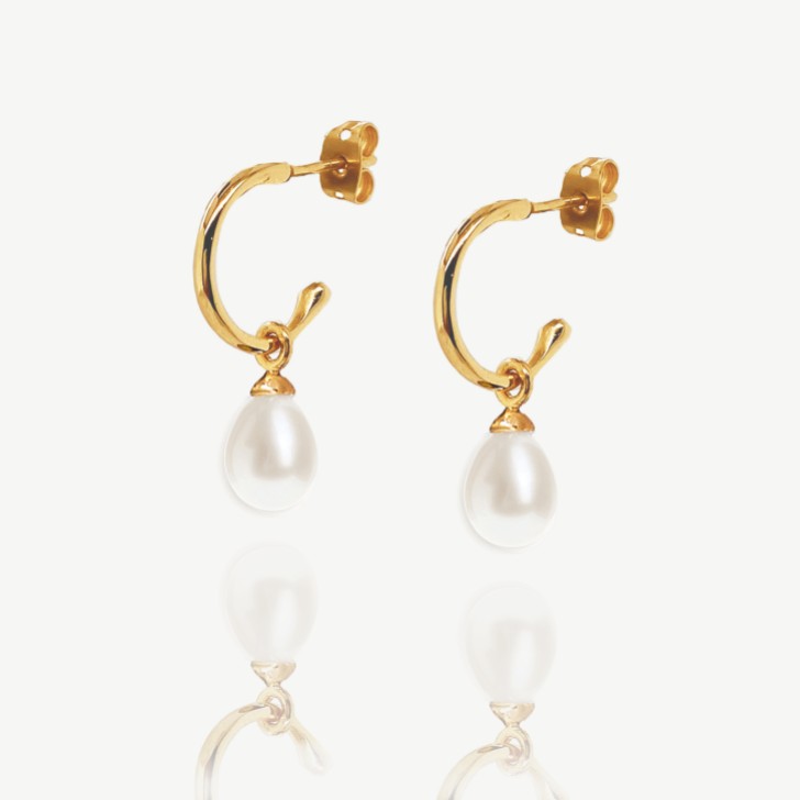 Ivory and Co Brincos de argola Harrow Gold Pearl