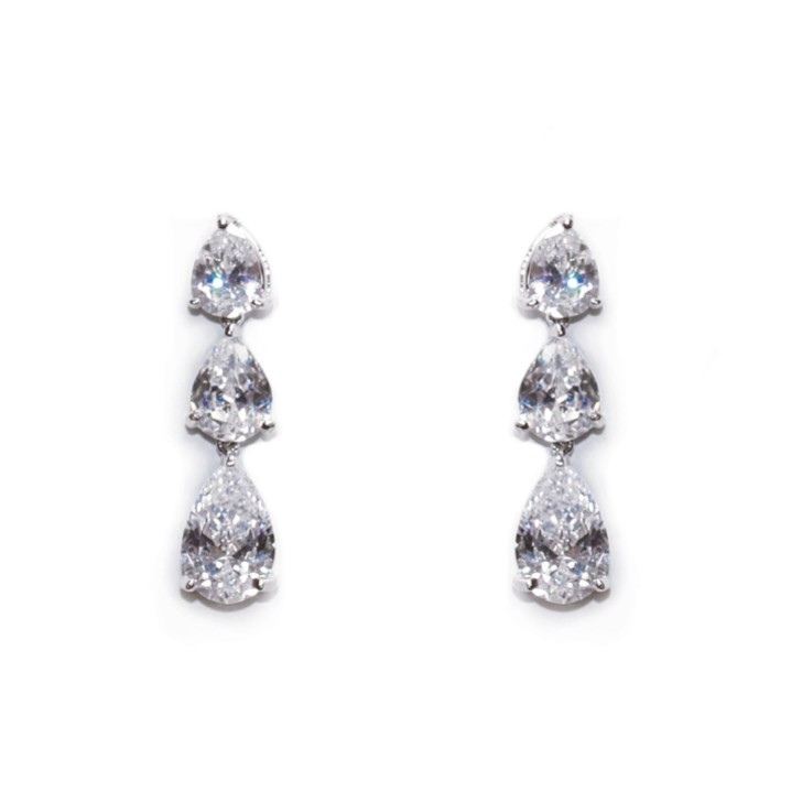Ivory and Co Brincos de noiva em cristal em forma de lágrima da Purity
