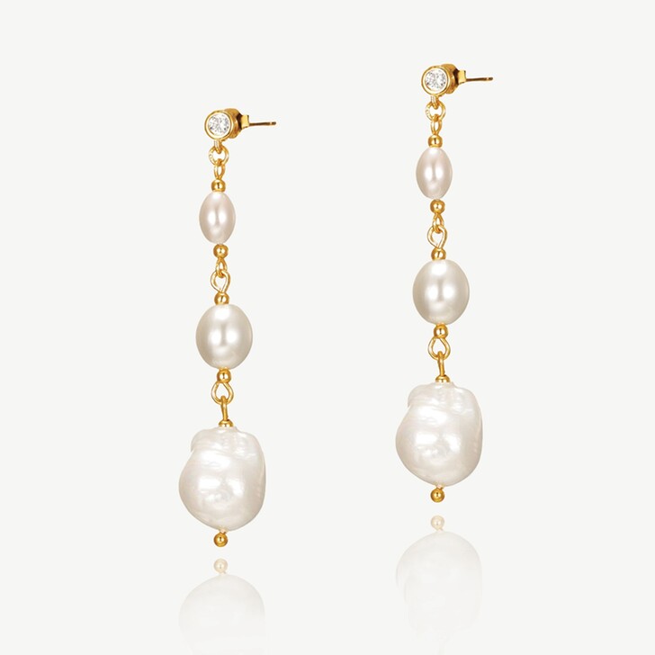 Ivory and Co Cheltenham Gold Drop Pearl Earrings