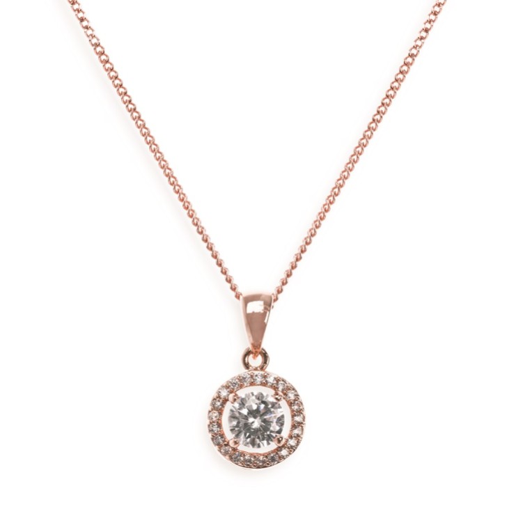 Ivory and Co Colar com pendente de cristal em ouro rosa Balmoral