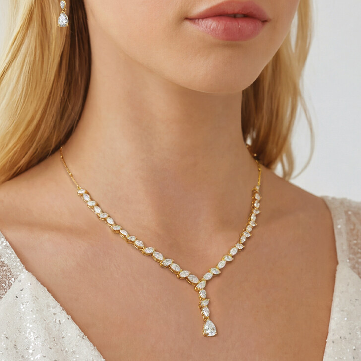 Ivory and Co Collier « Andorra Gold » en zircone cubique