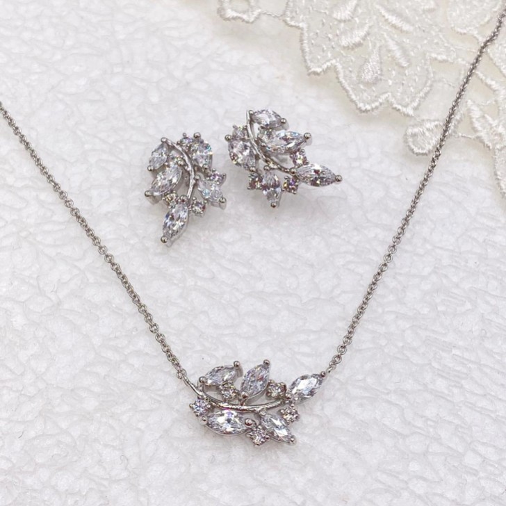 Ivory and Co Conjunto de joias nupciais com folhas de cipreste