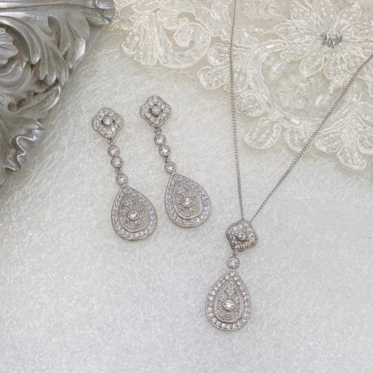 Ivory and Co Conjunto de joyas nupciales «Moonstruck» de cristal plateado
