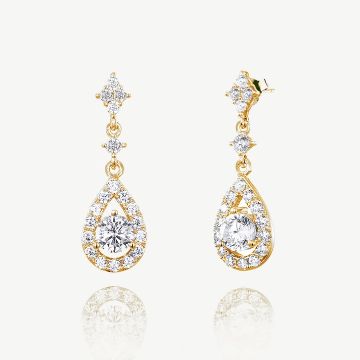 Ivory and Co Edinburgh Gold Crystal Teardrop Earrings