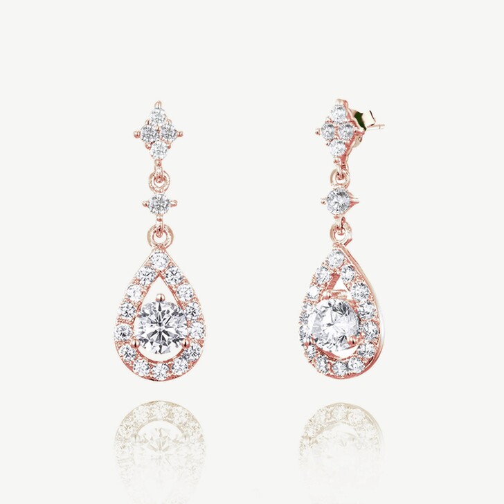 Ivory and Co Edinburgh Rose Gold Crystal Teardrop Earrings