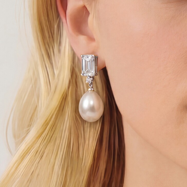 Ivory and Co Fairmont Crystal Pearl Drop Earrings