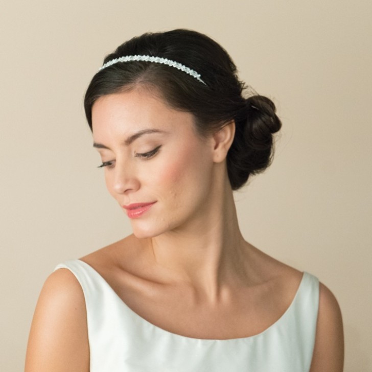 Ivory and Co Faixa de cabelo de cristal prateado estreita Eden para casamento