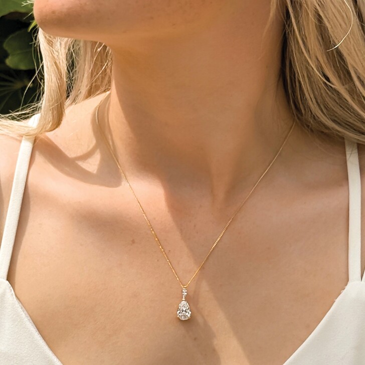 Ivory and Co Genova Gold Crystal Emerald Cut Pendant Necklace