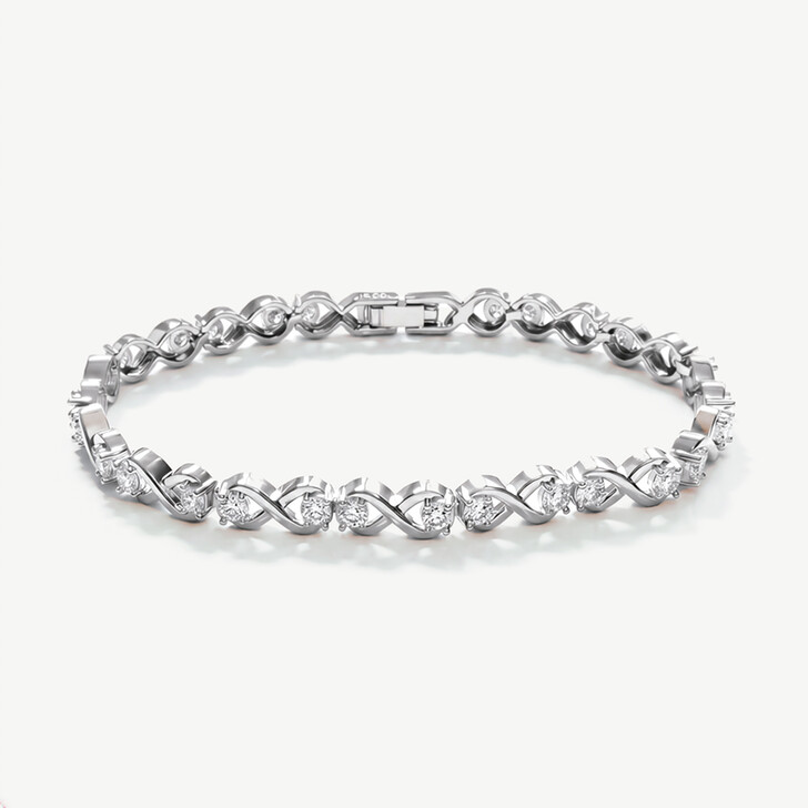 Ivory and Co Grafton Silver Crystal Love Knot Bracelet