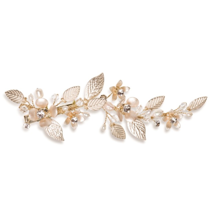 Ivory and Co Grampo de cabelo com trepadeira floral esmaltada Golden Poppy