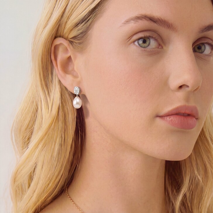Ivory and Co Hampstead Crystal Pearl Drop Earrings