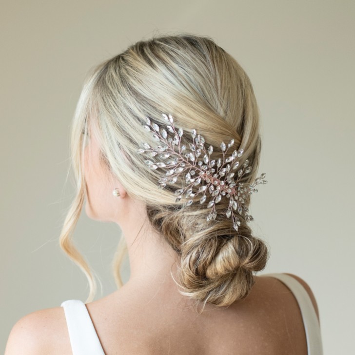 Ivory and Co Horquilla de boda «Serenade» en oro rosa con cristales llamativos
