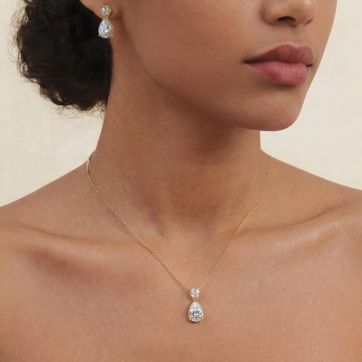 Ivory and Co Imperial Gold Crystal Teardrop Pendant Necklace