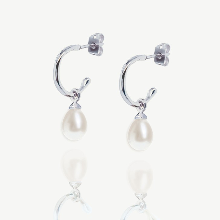 Ivory and Co Kolczyki koła Harrow Silver Pearl