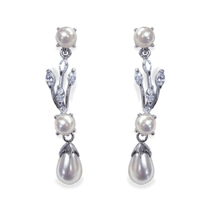 Ivory and Co Kolczyki ślubne „Belgravia Pearl and Crystal Drop”