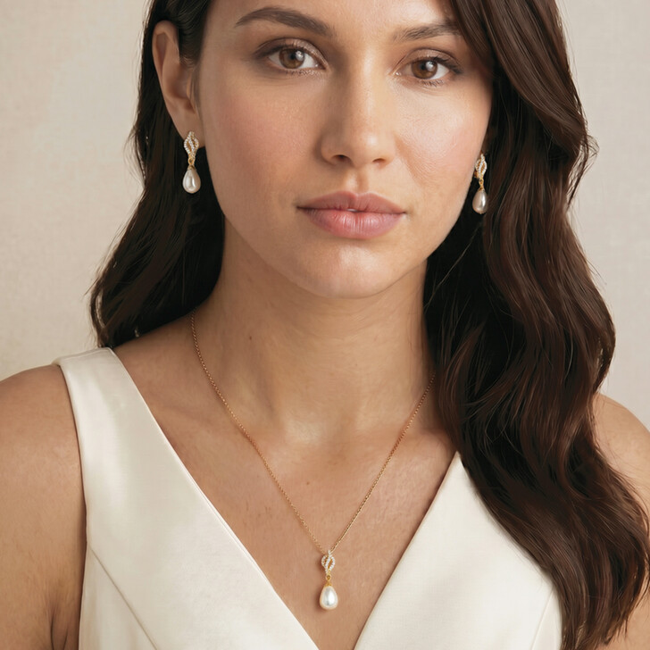 Ivory and Co Lisbon Gold Pearl Jewellery Set