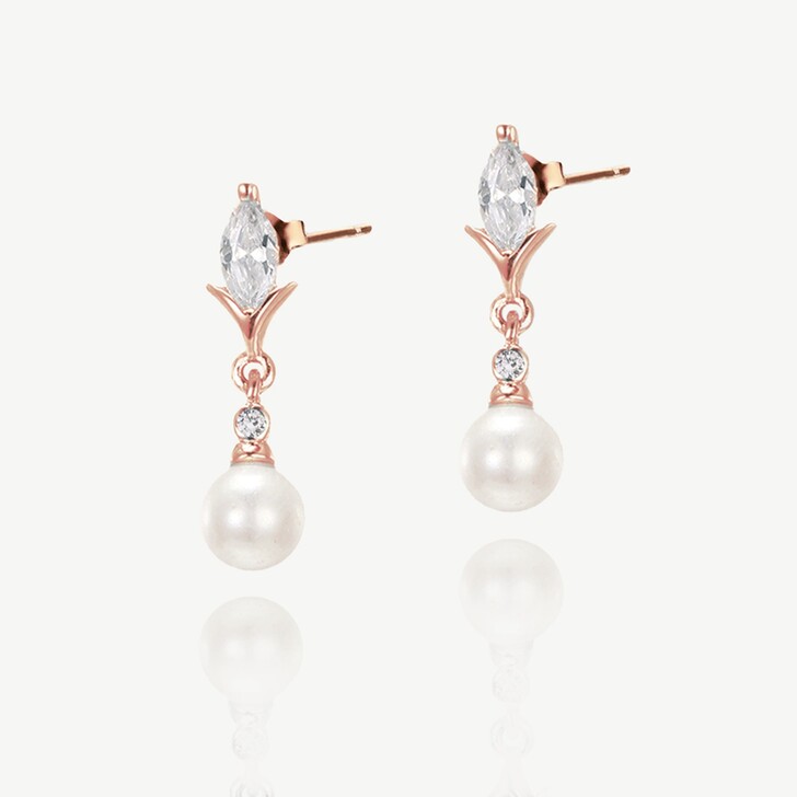 Ivory and Co Malmo Rose Gold Pearl Drop Earrings