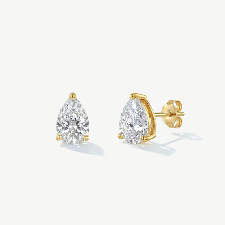 Ivory and Co Manhattan Gold Cubic Zirconia Pear Cut Stud Earrings