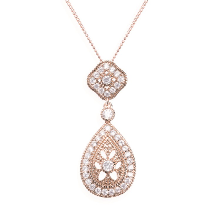 Ivory and Co Naszyjnik z zawieszką z kryształu w kolorze różowego złota z kolekcji Moonstruck