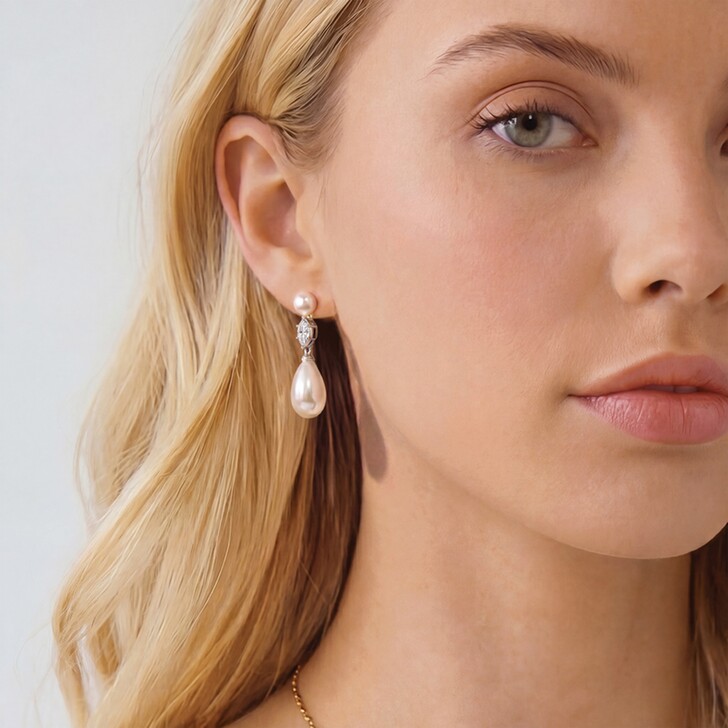 Ivory and Co Oxford Crystal Pearl Drop Earrings