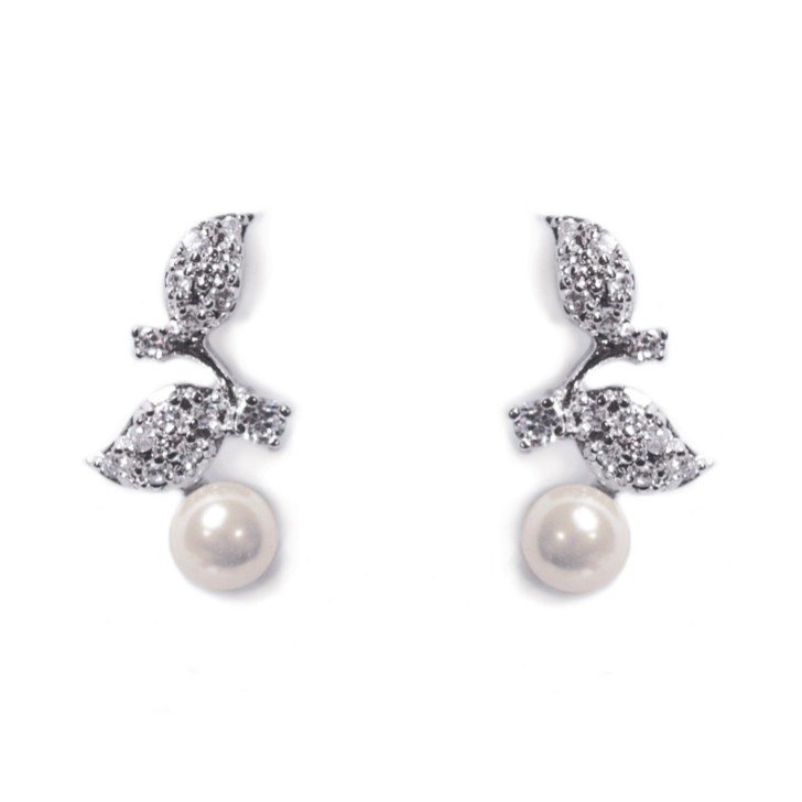 Ivory and Co Pendientes de boda «Aphrodite» con hojas de cristal y perlas