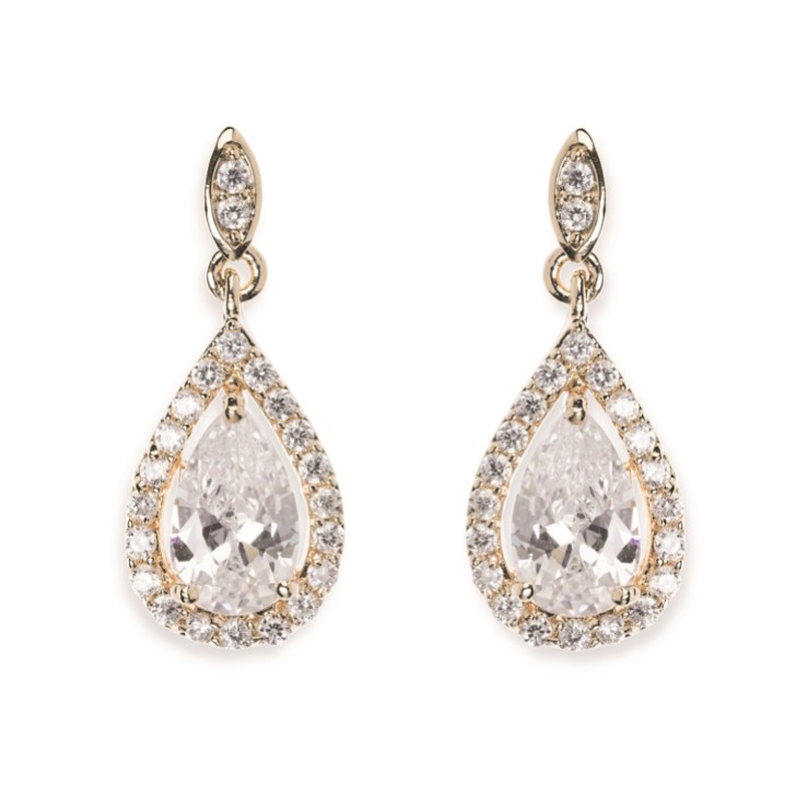 Ivory and Co Pendientes de boda Belmont Crystal Drop (dorado)