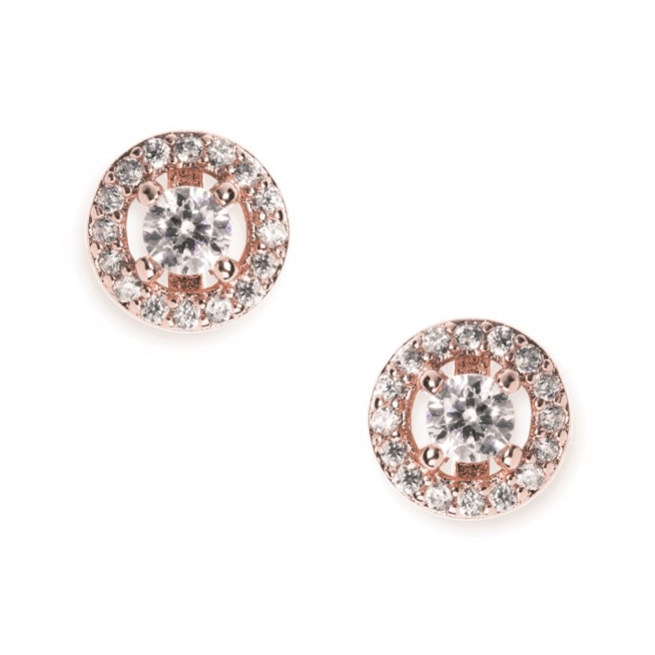 Ivory and Co Pendientes de botón de cristal en oro rosa de Balmoral