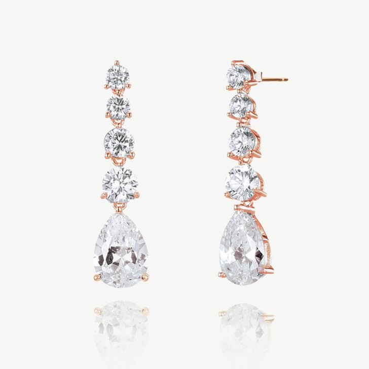 Ivory and Co Porto Rose Gold Crystal Drop Earrings