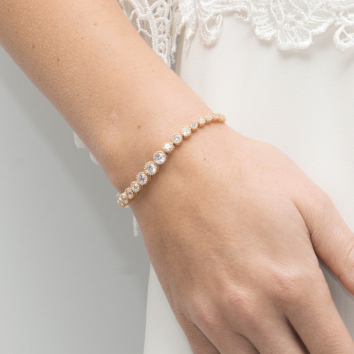 Ivory and Co Pulseira com fecho de alça em cristal gradiente dourado de Marselha