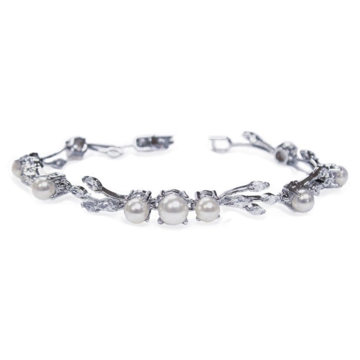 Ivory and Co Pulseira de casamento Belgravia com pérolas e cristais